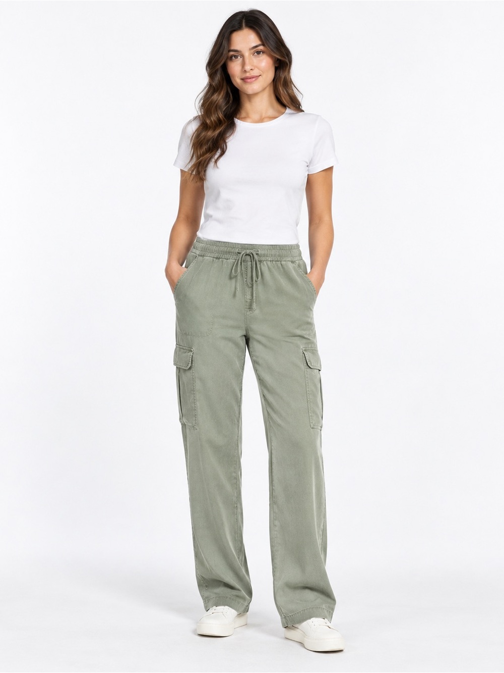 Buffalo David Bitton TencelOlive Green Pull-On Cargo Pants